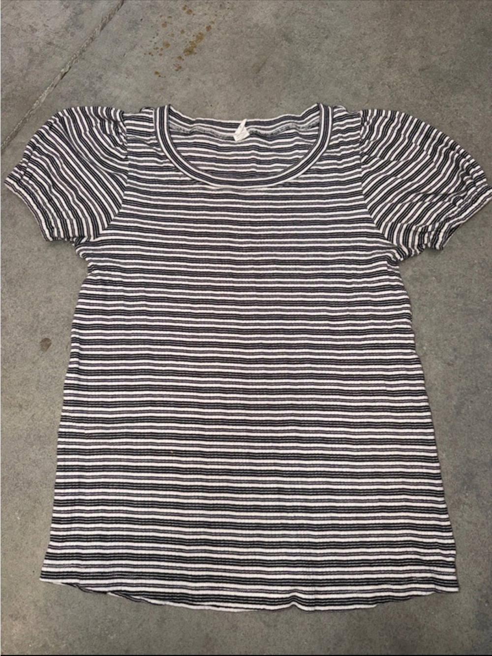 kate quinn Black and White Striped Scoop Neck Short Sleeve Tee